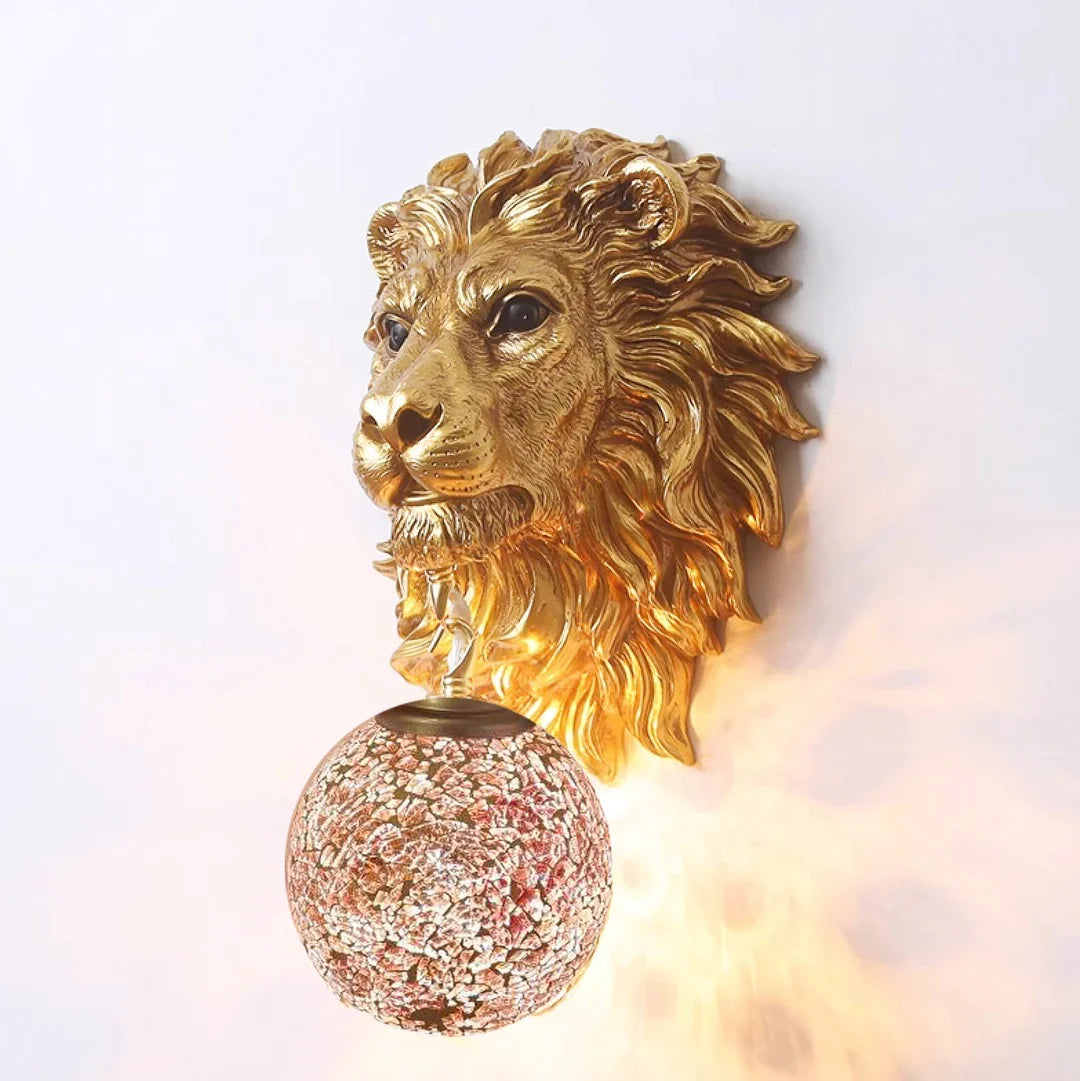 Lion Wall Lamp Art Led European Creative Wall Lamp Bedroom Bedside Lamp - Gold