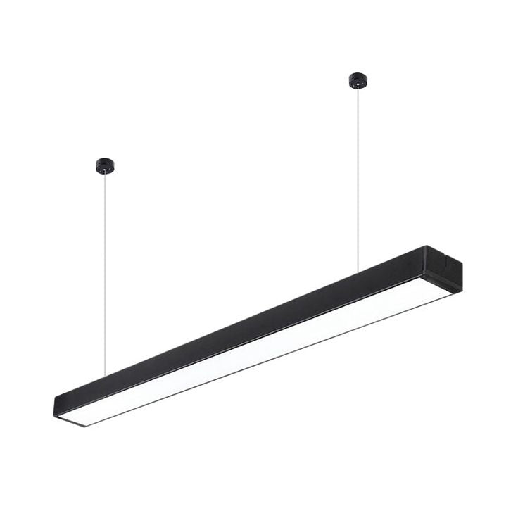 Minimalist Linear LED Hanging Light - Acrylic, Black/White - Office Ceiling Pendant Lamp