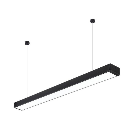 Minimalist Linear LED Hanging Light - Acrylic, Black/White - Office Ceiling Pendant Lamp