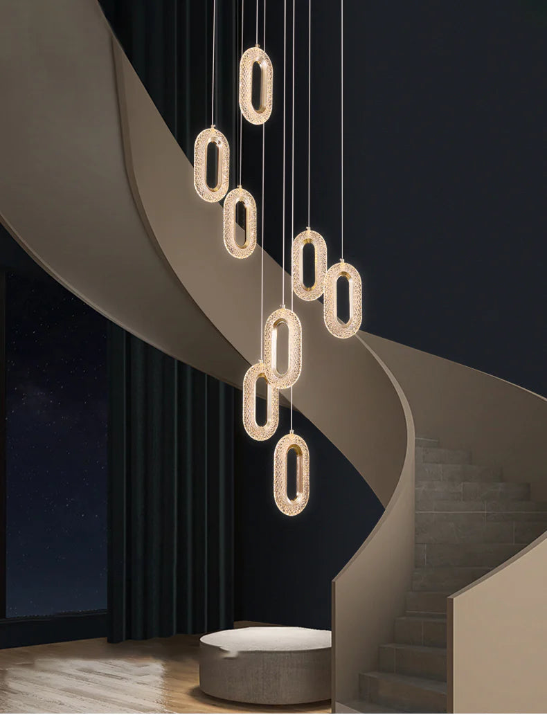 Led Crystal Oval Double Height Stair Chandelier 8led- (White,WarmWhite,NeutralWhite)