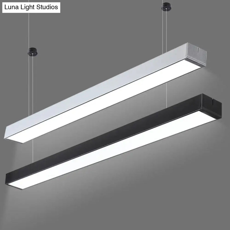 Minimalist Linear LED Hanging Light - Acrylic, Black/White - Office Ceiling Pendant Lamp