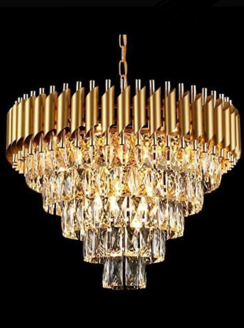 600MM FULL GOLD  K9 CRYSTAL PENDANT CHANDELIER CEILING LIGHTS HANGING